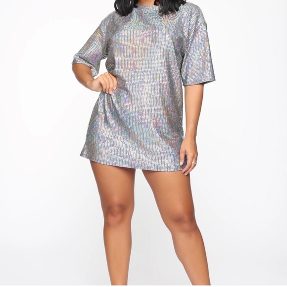 Fashion Nova Dresses & Skirts - Fashion Nova Silver Holographic Dress